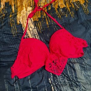 YMI Hot Pink Floral Bikini Top